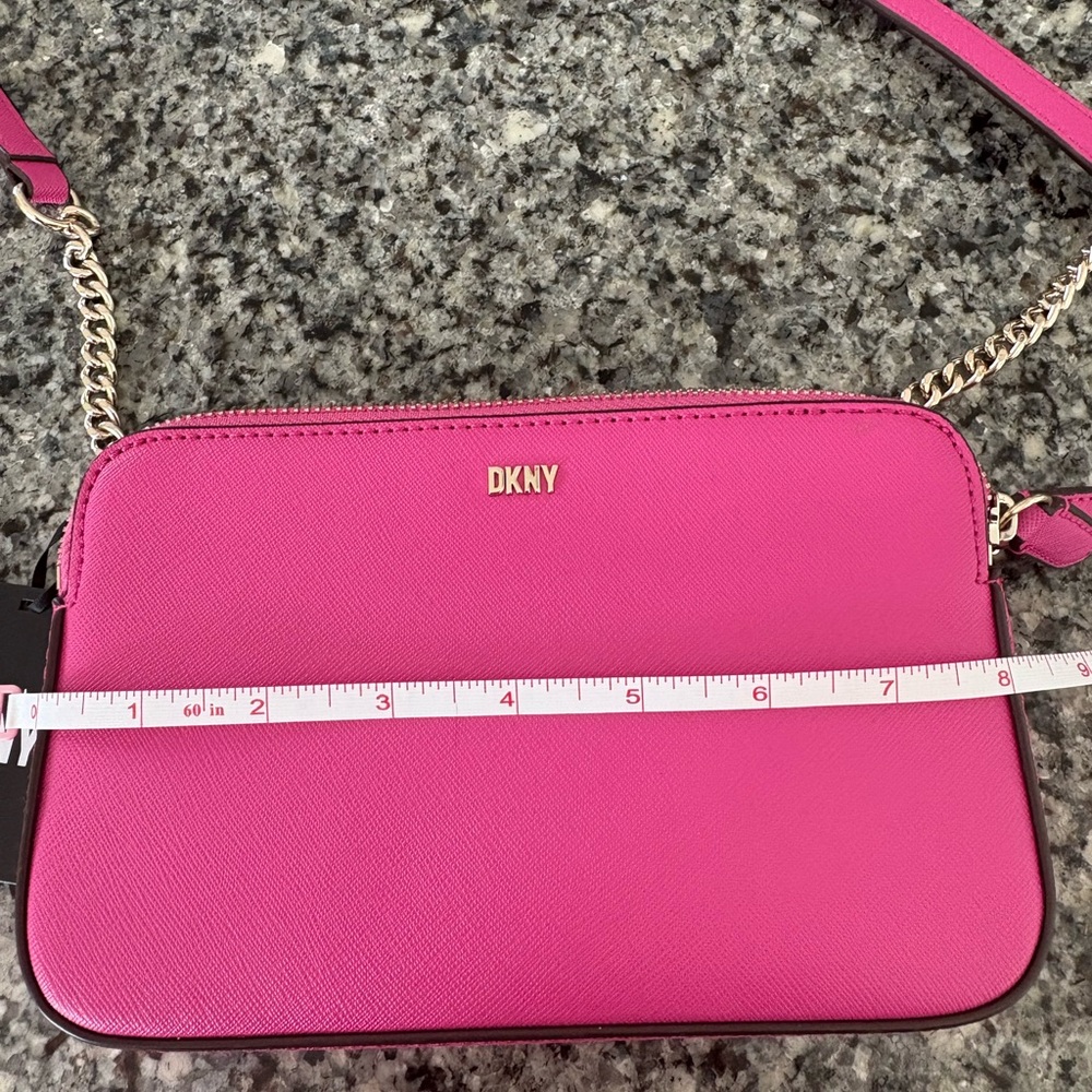 NWT- DKNY pink double zip victoria leather crossbody bag - Picture 9 of 12